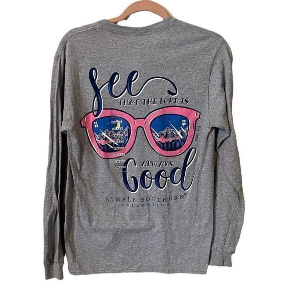 NWT Simply Southern Gray 'See that The‎ Lord is Always Good' Long Sleeve Small